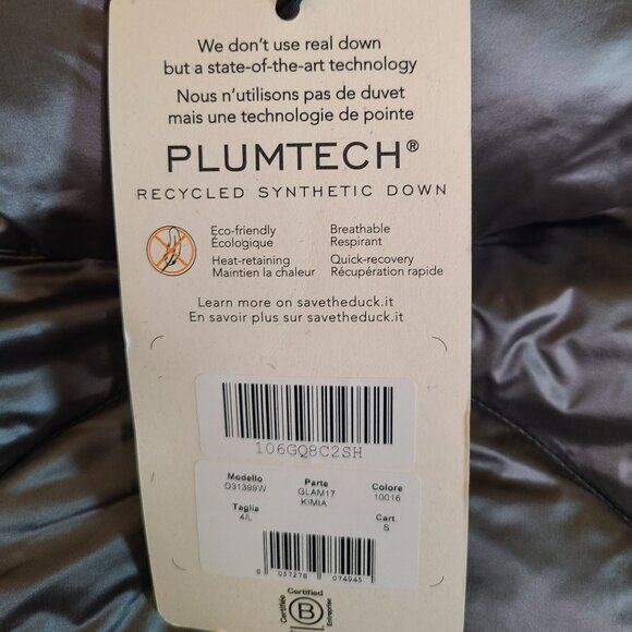 SAVE THE DUCK Silver Kimia Diamond Quilt Jacket - Size Large NWT - Picture 8 of 13